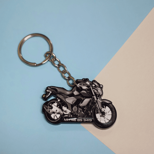 COLOURED BIKE/CAR SHAPE NUMBER PLATE KEYCHAIN