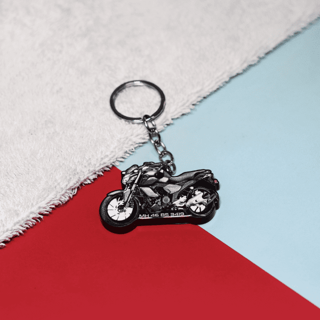 COLOURED BIKE/CAR SHAPE NUMBER PLATE KEYCHAIN