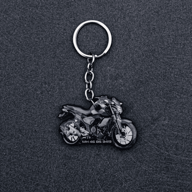 COLOURED BIKE/CAR SHAPE NUMBER PLATE KEYCHAIN