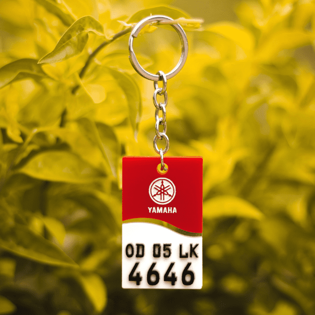 4D NUMBER PLATE KEYCHAIN WITH COLOURED LOGO