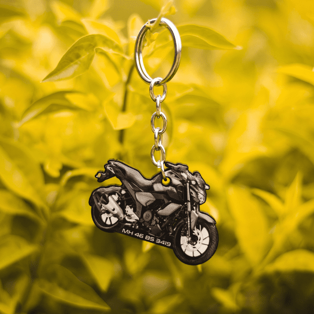 COLOURED BIKE/CAR SHAPE NUMBER PLATE KEYCHAIN