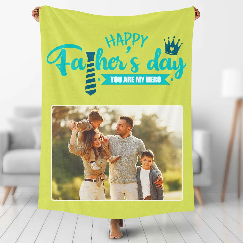 💖For Dad Blanket👨Custom Blankets Personalized Photo Painting Style Blanket