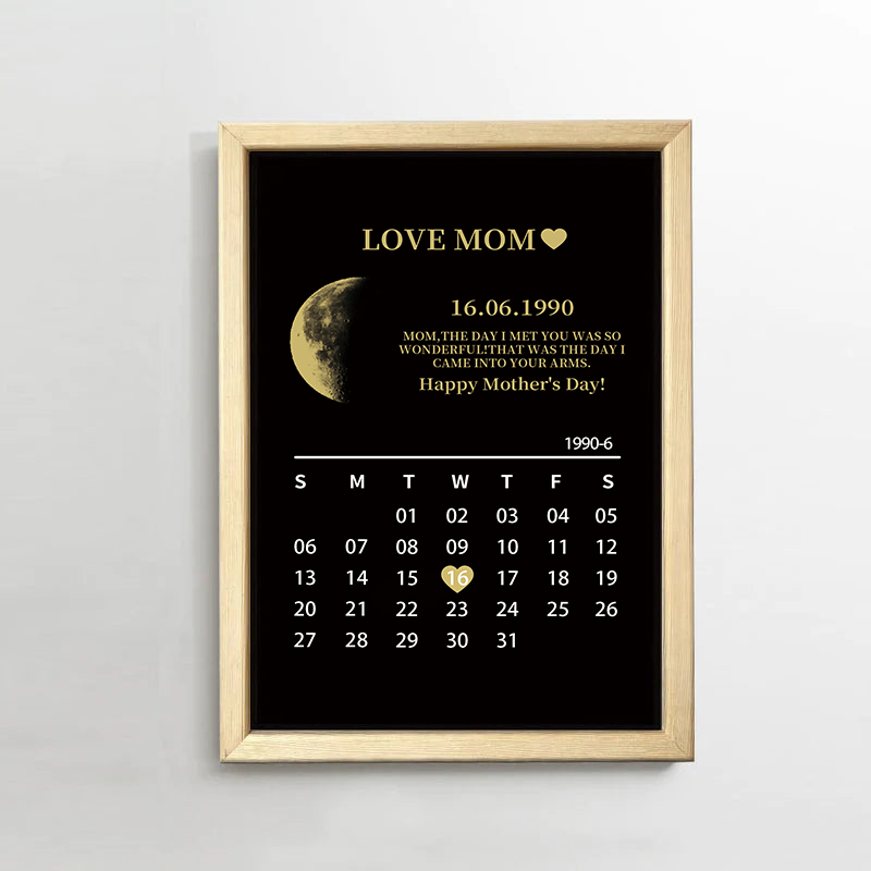 Custom for Mom Art Calendar Frame/REAL MOON  Calendar PHASE Mother's Day Gift