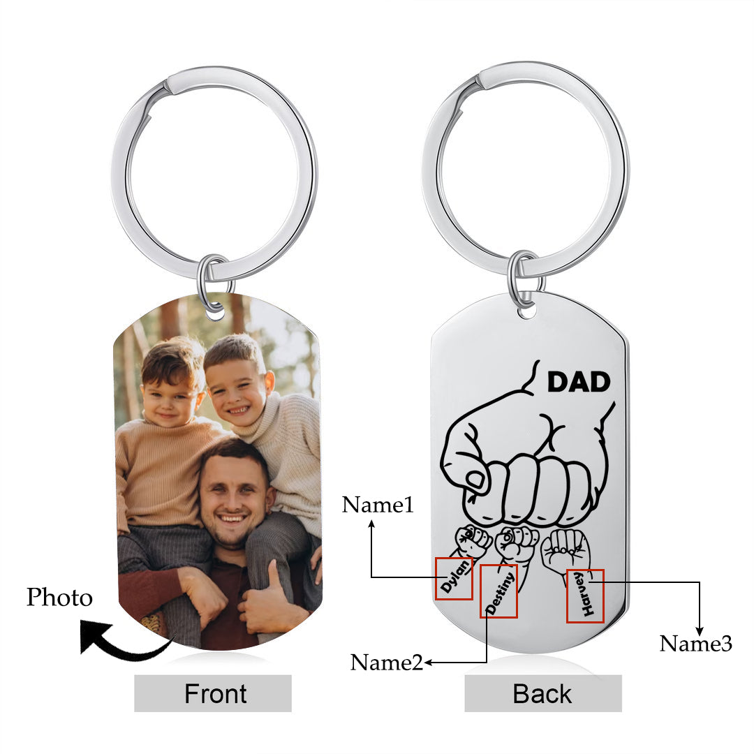 Dad Fist Bump Personalized Keychain Father's Day Gifts