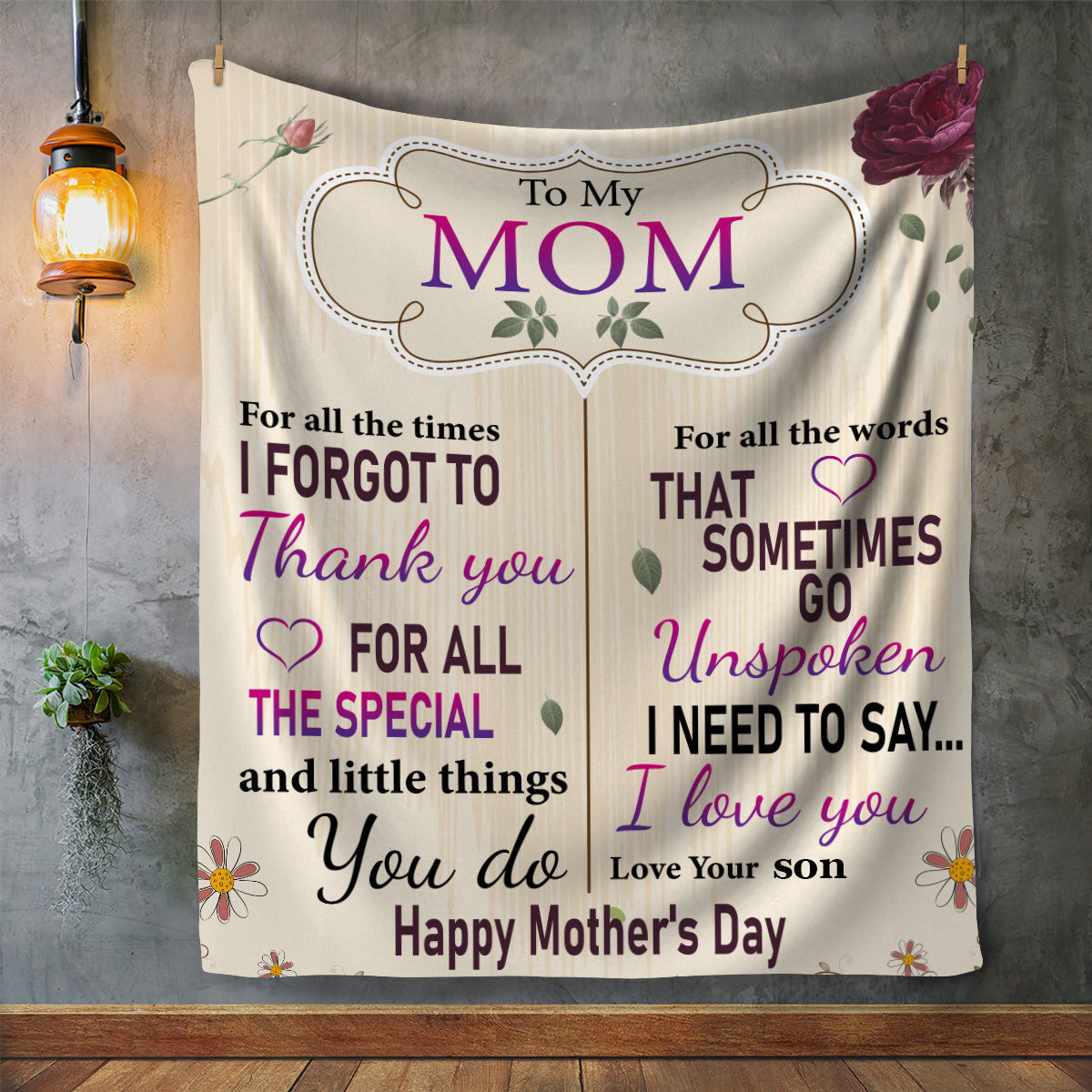 💖For Mom Blanket👩TO MOM Happy Mother's Day Premium Mink Sherpa Blanket