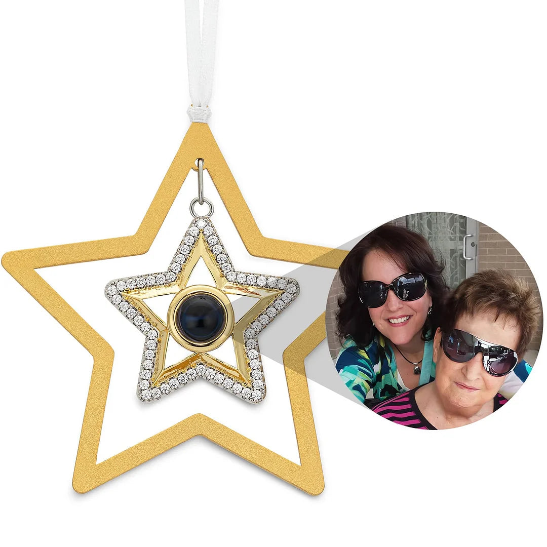 Personalized Circle and Hearts Photo Ornament