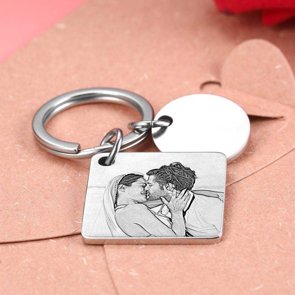 Custom Photo Engraved Calendar Silver Keyring Key Chain | Best Anniversary Gift