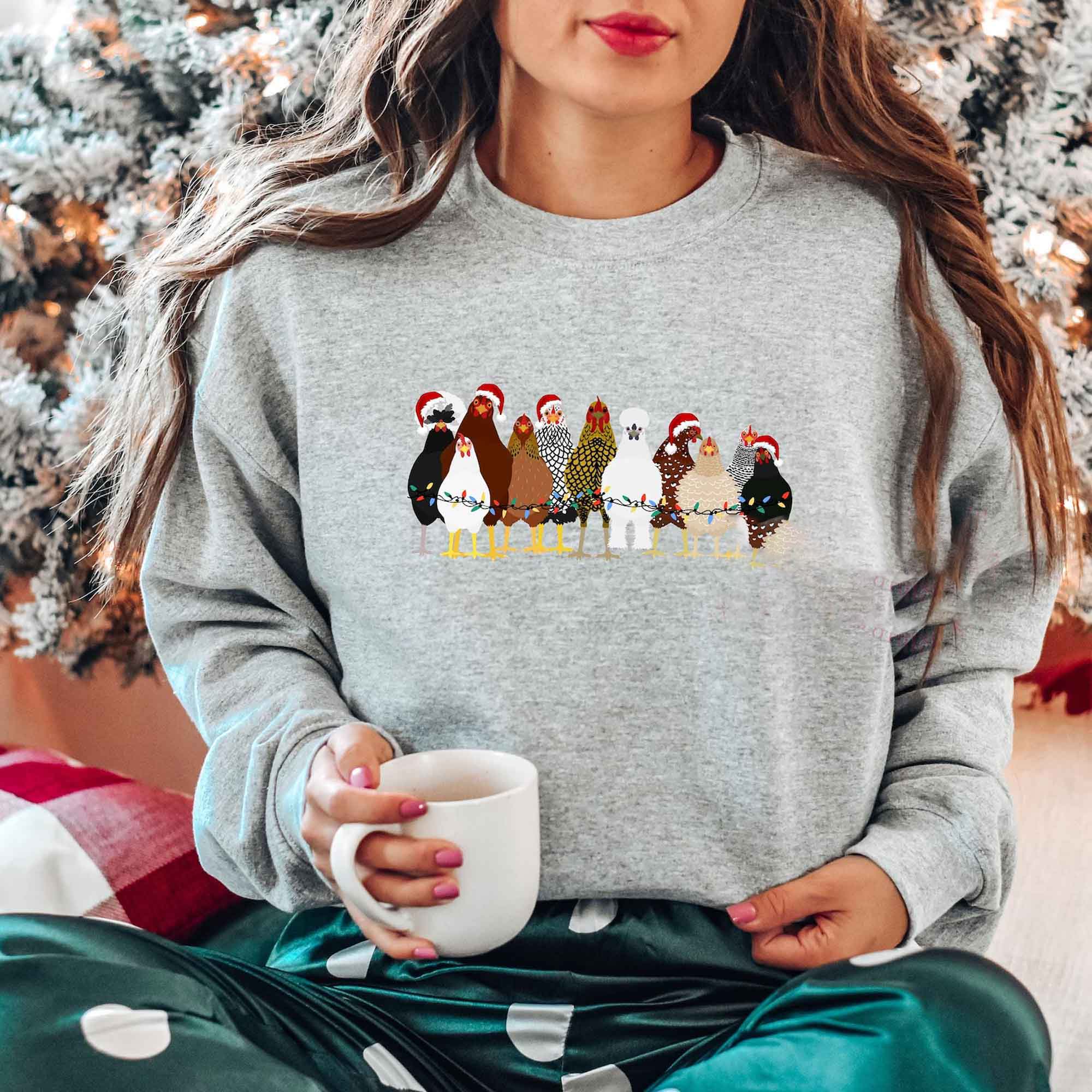 Cute Chicken Farm Animals Holiday Christmas Sweatshirt