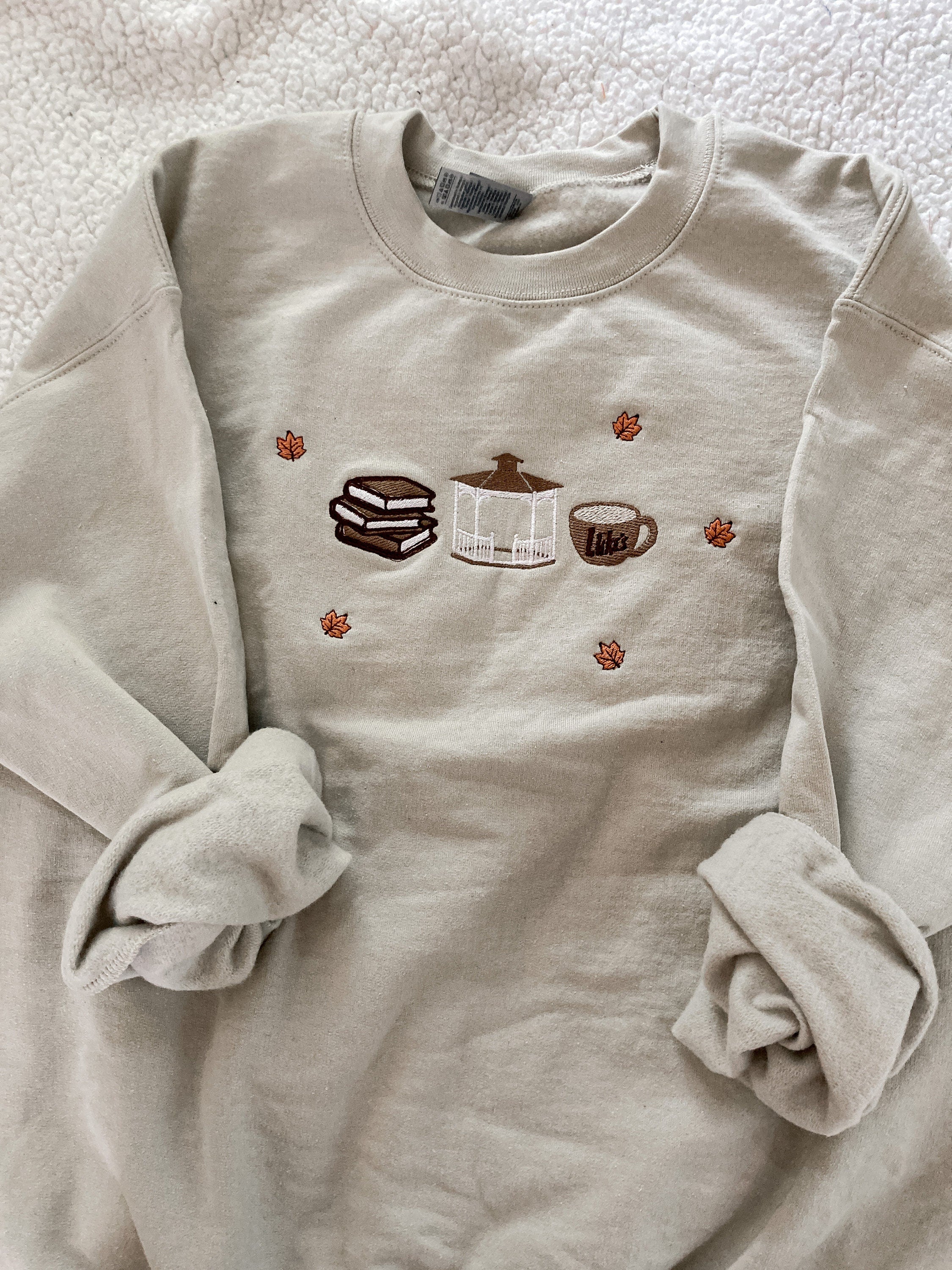 Coffee Fall Embroidered Sweatshirts