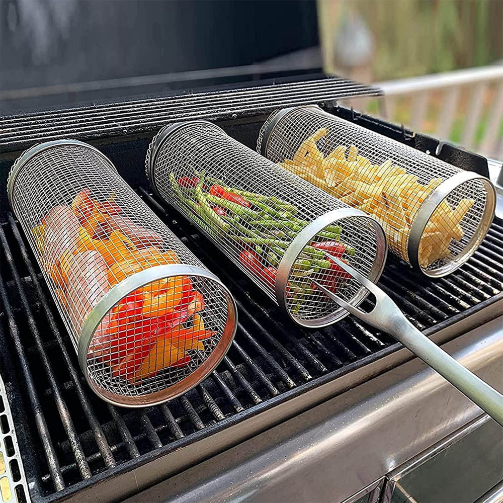 Rolling BBQ Grill Tube