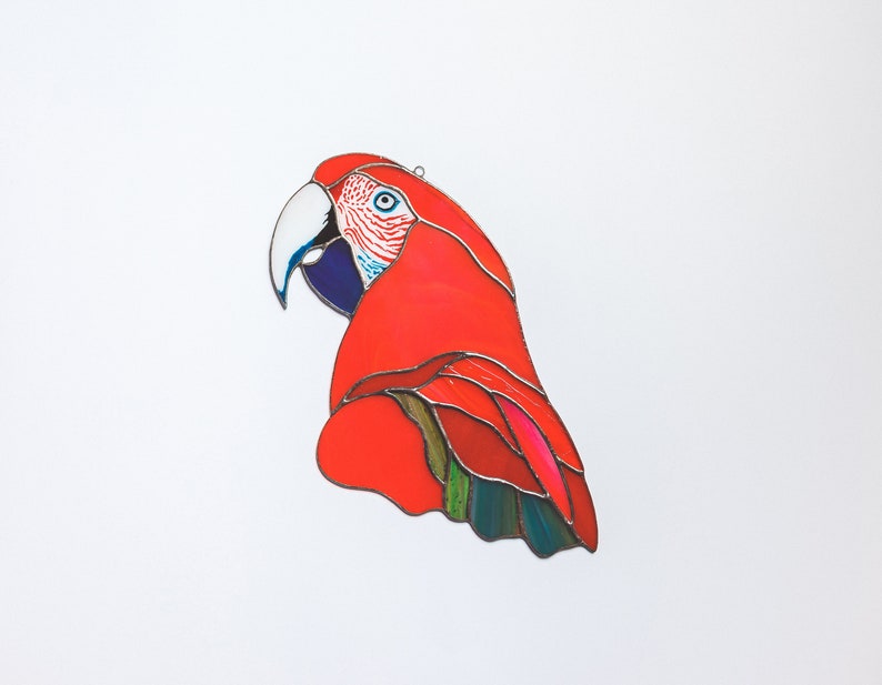 Custom stained glass parrot Custom satined glass pet portrait Custom stained glass bird lover