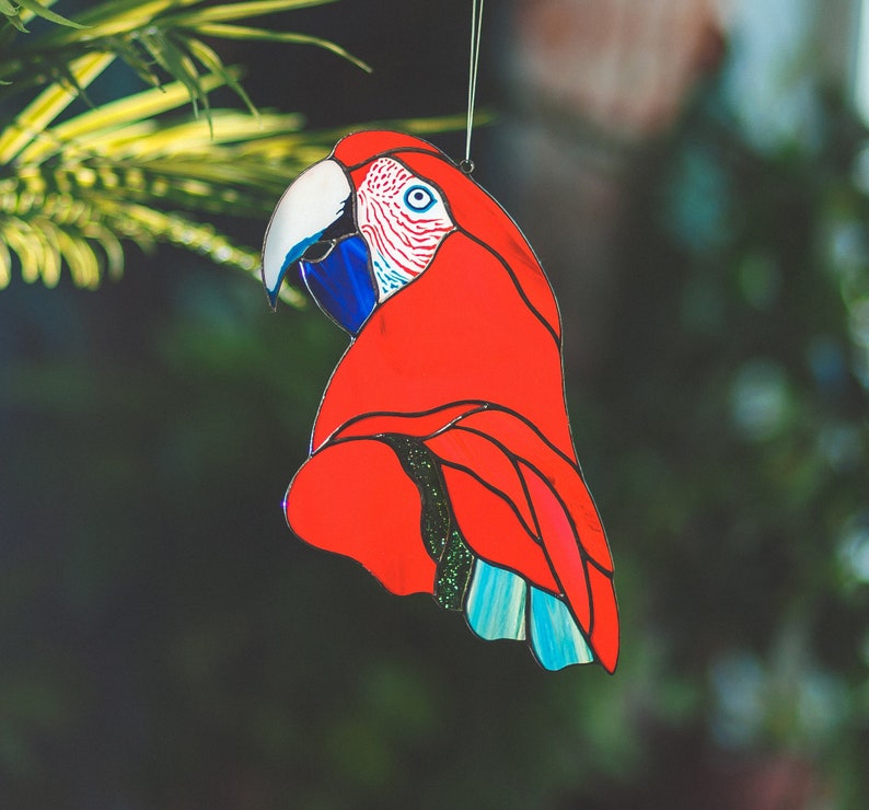 Custom stained glass parrot Custom satined glass pet portrait Custom stained glass bird lover