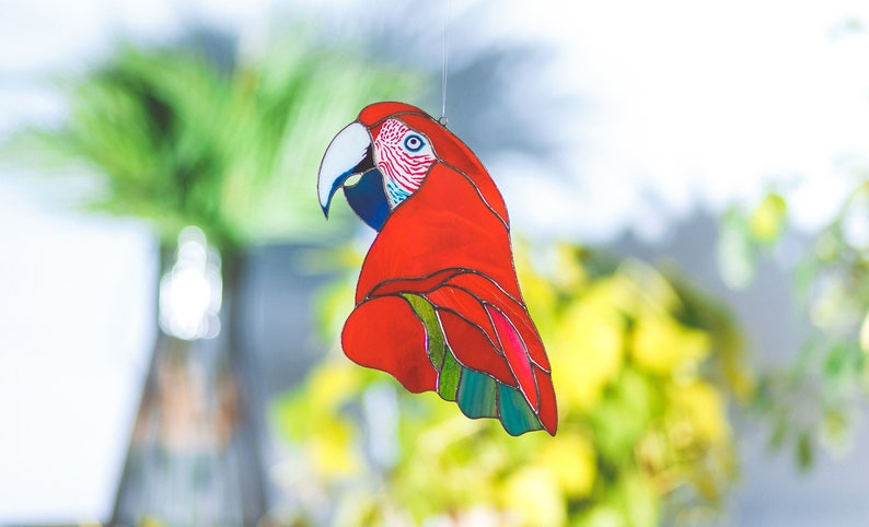 Cockatoo parrot stained glass Suncatcher bird window hangings Father's day gift