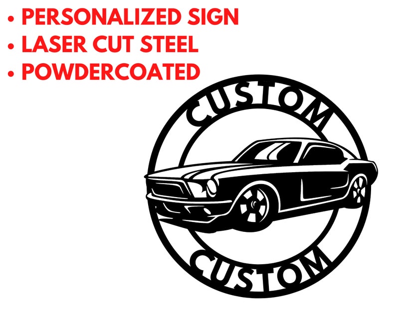 Personalized Metal Car Sign, Car Signs for Garage, Car Name Sign, Muscle Car, Garage Metal Sign, Man Cave Sign, Mechanic Gifts, Work Shop