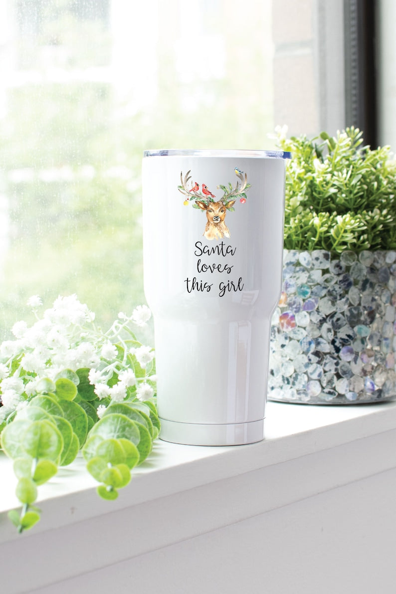 Santa Loves This Girl tumbler, Christmas Gift for Her