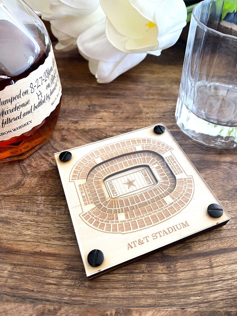 AT&T Stadium Layered Coaster, 3D Wood Coaster, Sports Gift, Football Gift, Home Bar, Custom Gift, Personalized Sports Gift