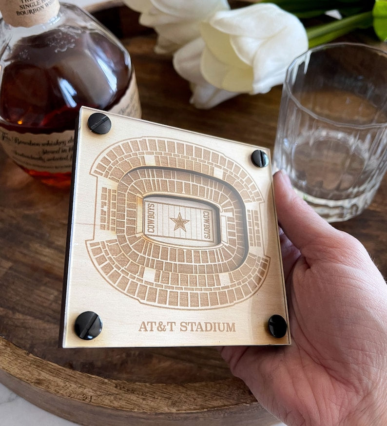 AT&T Stadium Layered Coaster, 3D Wood Coaster, Sports Gift, Football Gift, Home Bar, Custom Gift, Personalized Sports Gift