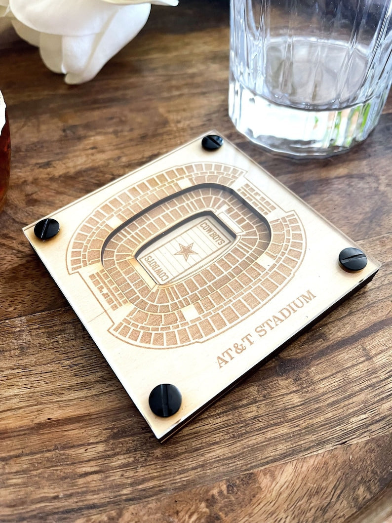 AT&T Stadium Layered Coaster, 3D Wood Coaster, Sports Gift, Football Gift, Home Bar, Custom Gift, Personalized Sports Gift