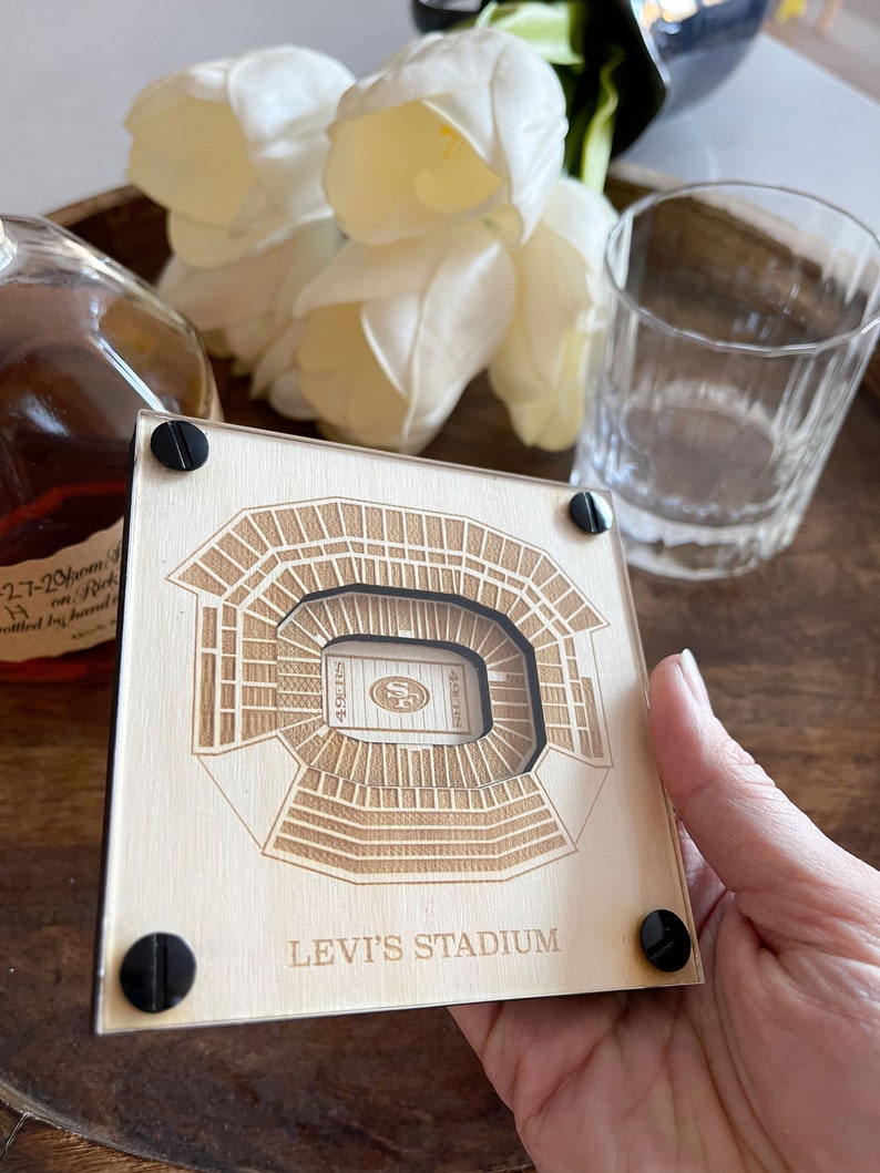 Levi's Stadium Layered Coaster, 3D Wood Coaster, Sports Gift, Football Gift, Home Bar, Personalized Custom Gift, 49ers Fan