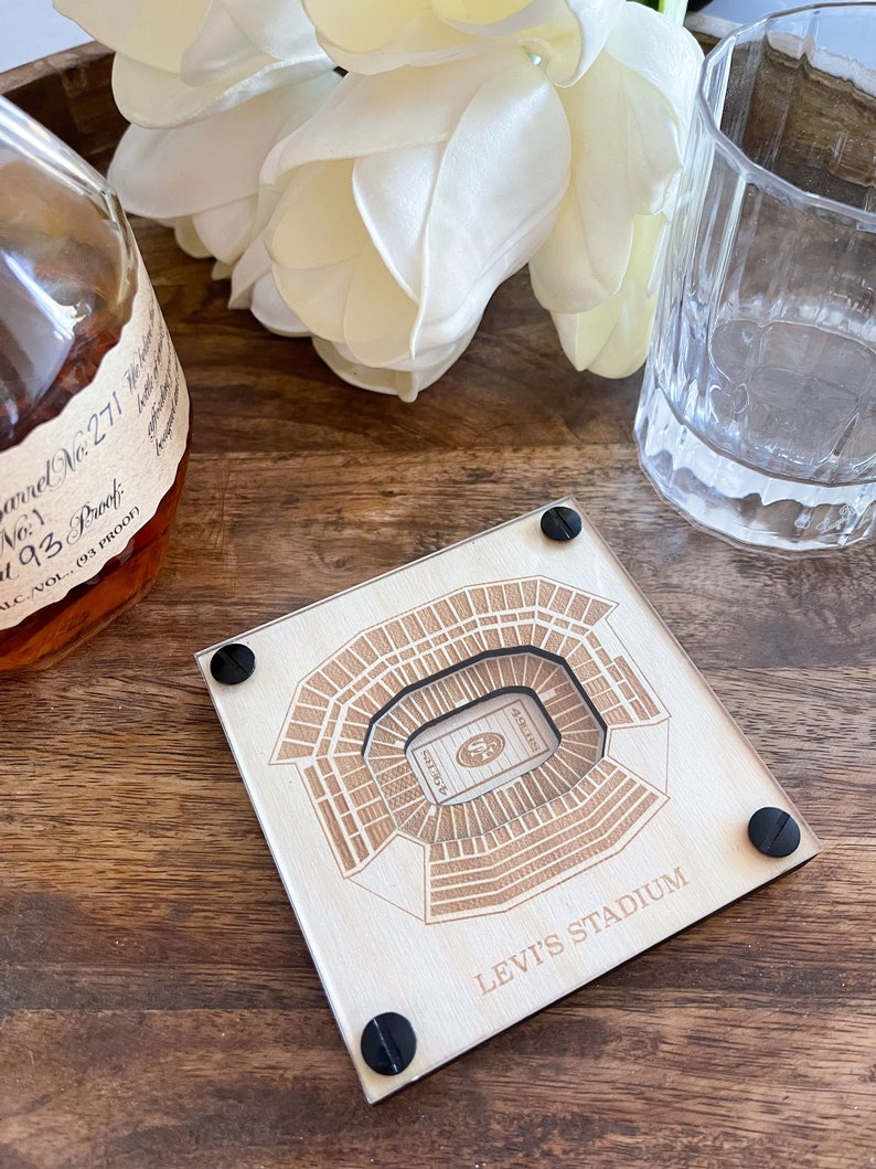 Levi's Stadium Layered Coaster, 3D Wood Coaster, Sports Gift, Football Gift, Home Bar, Personalized Custom Gift, 49ers Fan