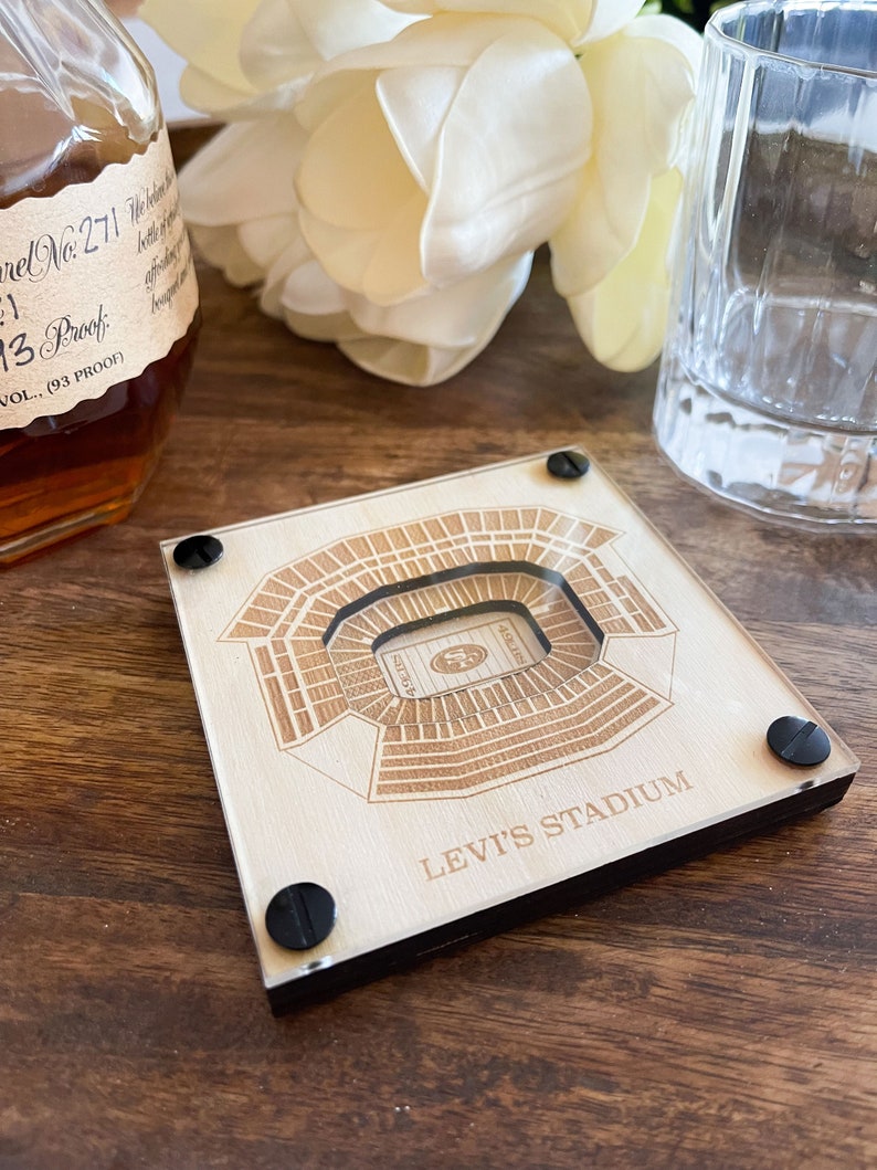 Levi's Stadium Layered Coaster, 3D Wood Coaster, Sports Gift, Football Gift, Home Bar, Personalized Custom Gift, 49ers Fan