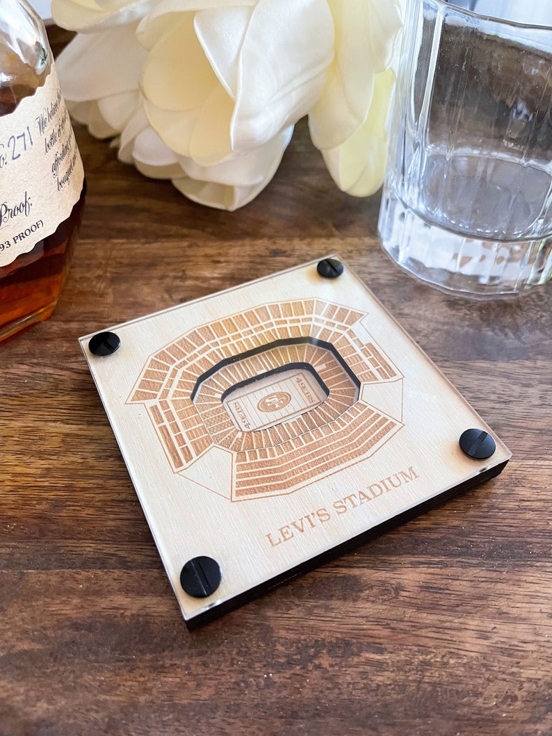 Levi's Stadium Layered Coaster, 3D Wood Coaster, Sports Gift, Football Gift, Home Bar, Personalized Custom Gift, 49ers Fan