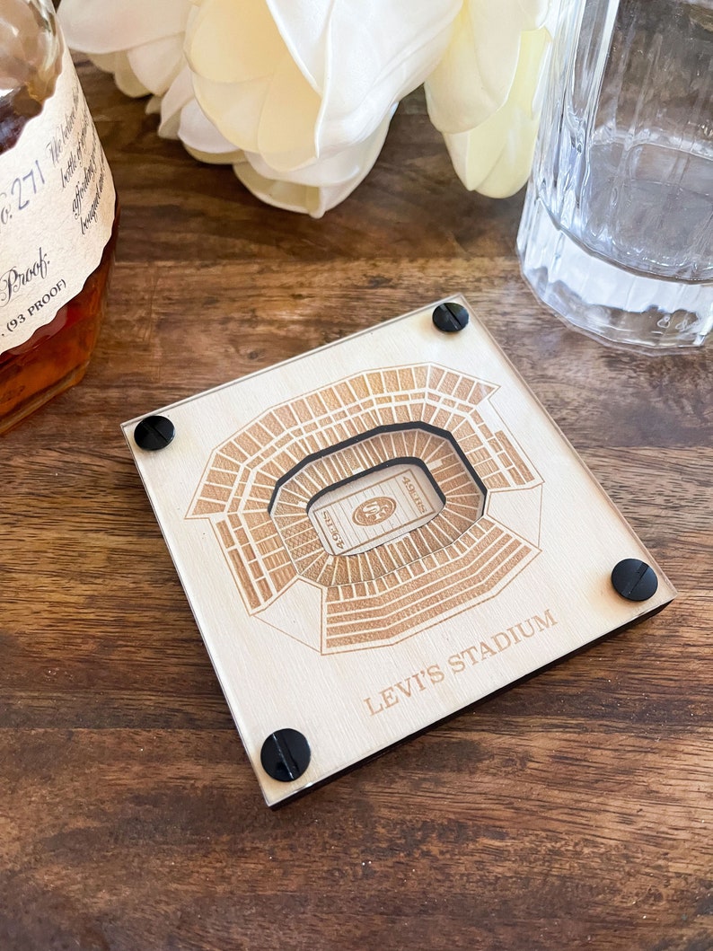 Levi's Stadium Layered Coaster, 3D Wood Coaster, Sports Gift, Football Gift, Home Bar, Personalized Custom Gift, 49ers Fan