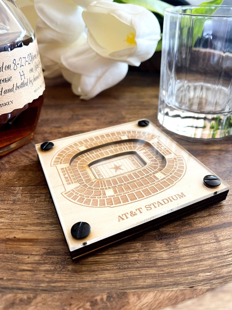 AT&T Stadium Layered Coaster, 3D Wood Coaster, Sports Gift, Football Gift, Home Bar, Custom Gift, Personalized Sports Gift