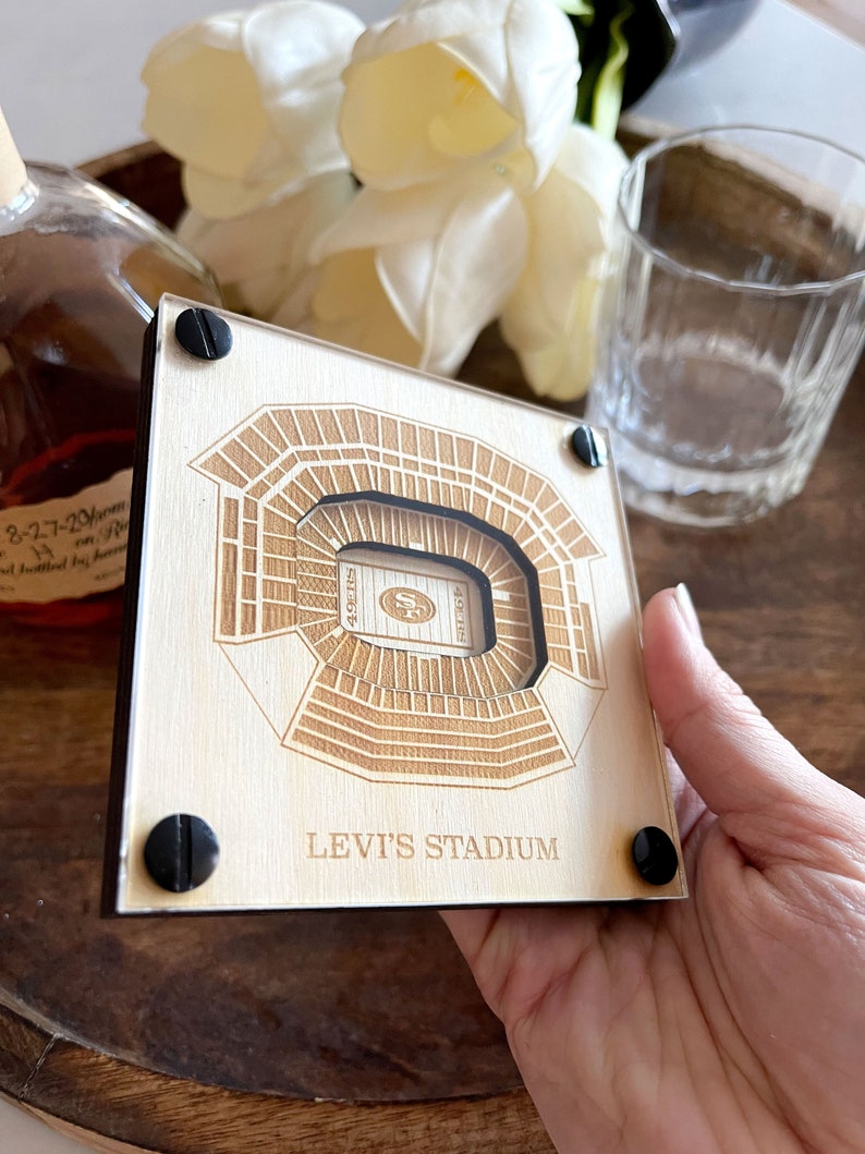 Levi's Stadium Layered Coaster, 3D Wood Coaster, Sports Gift, Football Gift, Home Bar, Personalized Custom Gift, 49ers Fan