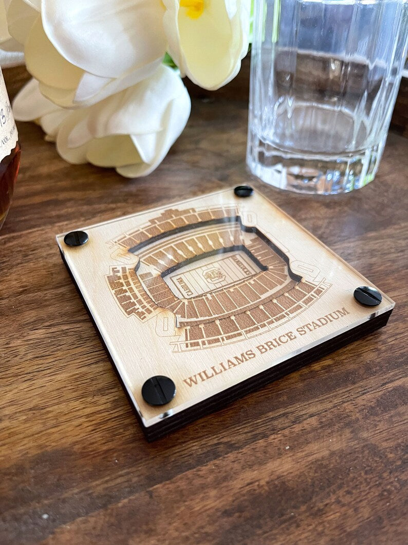 Williams Brice Stadium Layered Coaster, 3D Wood Coaster, Sports Gift, Football Gift, Home Bar, Custom Gift, Personalized Gift