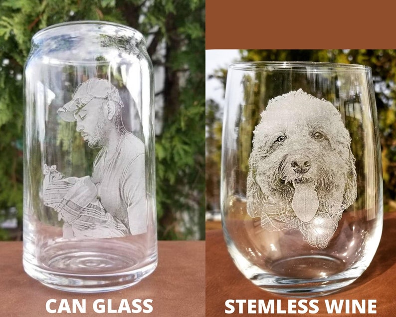 Etched Picture Rocks glass | Father's day, dad gifts, personalized whiskey glass, personalized glassware, custom portrait, unique dad gifts