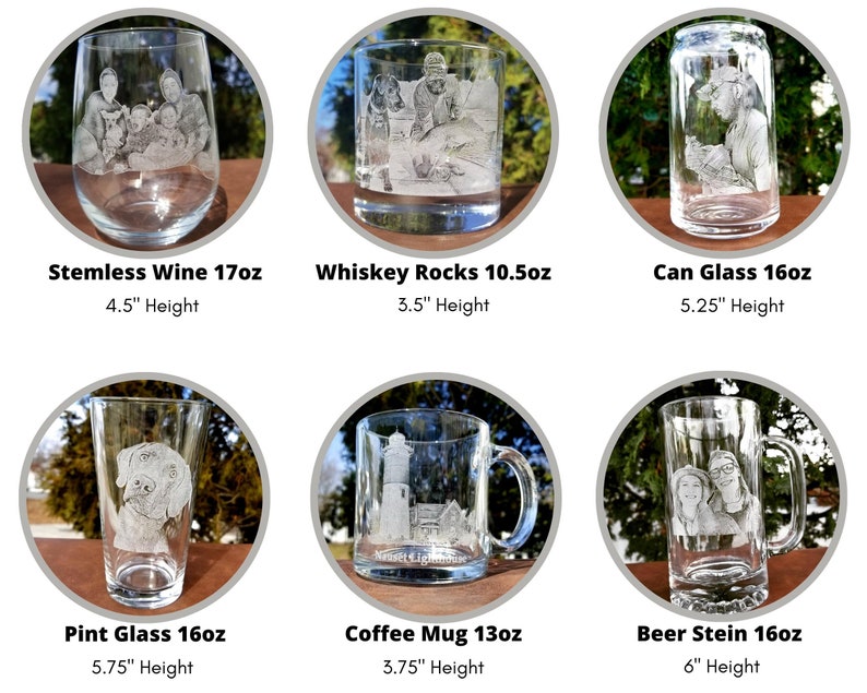 Etched Picture Rocks glass | Father's day, dad gifts, personalized whiskey glass, personalized glassware, custom portrait, unique dad gifts