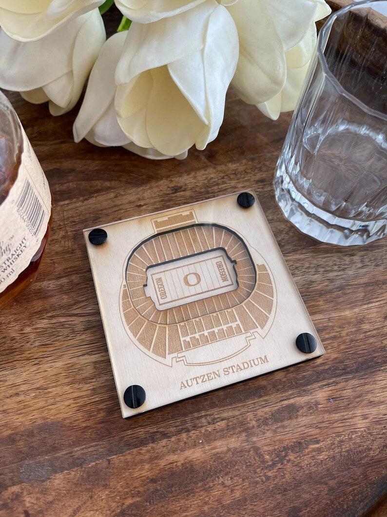 Autzen Stadium Layered Coaster, 3D Wood Coaster, Sports Gift, Personalized Gift, Home Bar, Custom Gift, College Football Fan