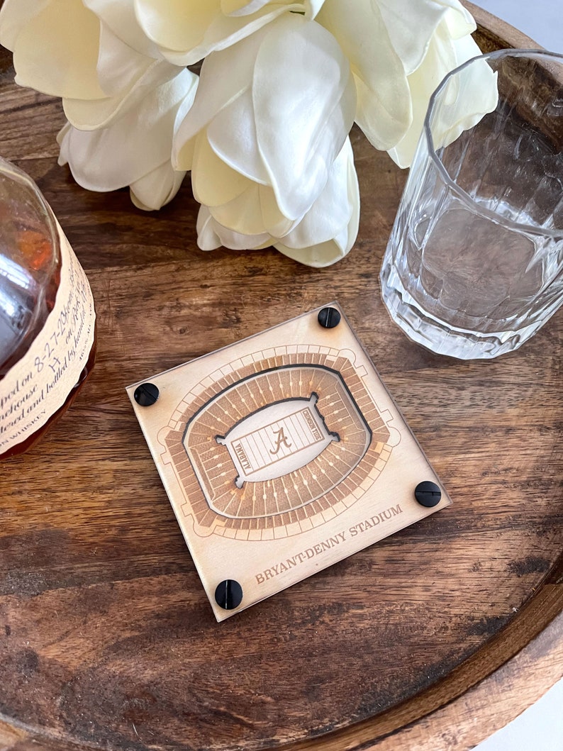 Bryant Denny Stadium Layered Coaster, 3D Wood Coaster, Sports Gift, Home Bar, Custom Gift, Personalized Sports Gift, Football Fan