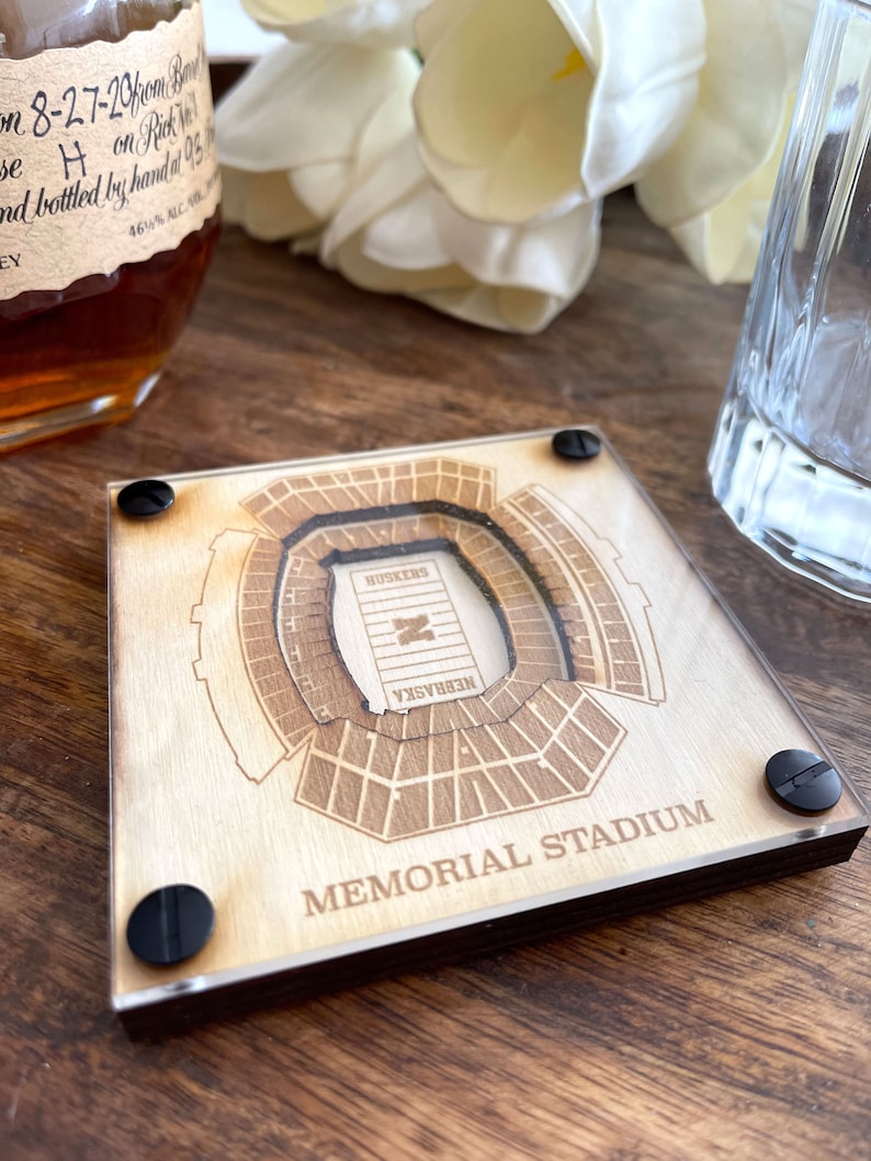 Memorial Stadium Layered Coaster, 3D Wood Coaster, Sports Gift, Football Gift, Home Bar, Custom Gift, Personalized Sports Gift