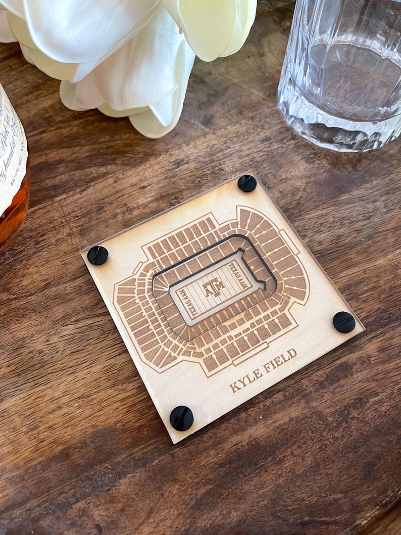 Kyle Field Layered Coaster, 3D Wood Coaster, Sports Gift, Football Gift, Home Bar, Custom Gift, Personalized Gift, Football Fan