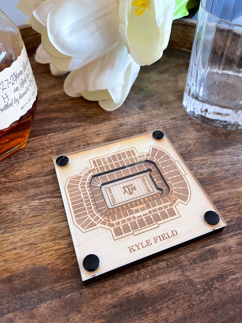 Kyle Field Layered Coaster, 3D Wood Coaster, Sports Gift, Football Gift, Home Bar, Custom Gift, Personalized Gift, Football Fan