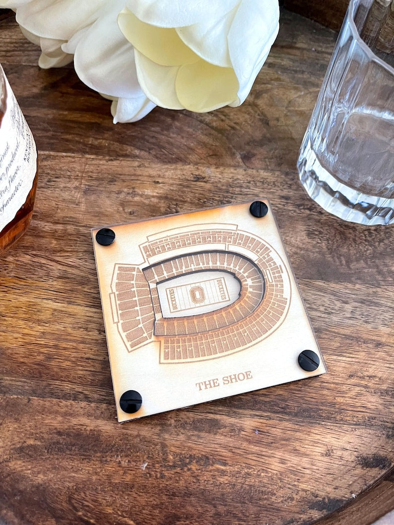 The Shoe Ohio Stadium Layered Coaster, 3D Wood Coaster, Sports Gift, Football Gift, Home Bar, Custom Gift, Personalized Gift