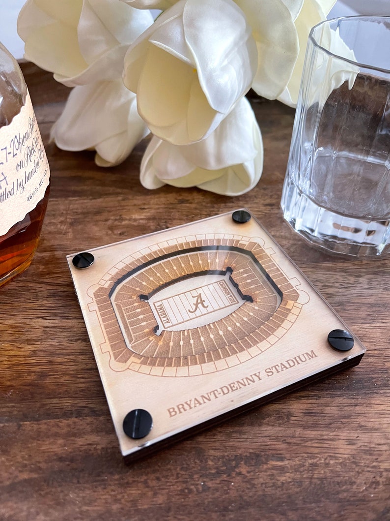 Bryant Denny Stadium Layered Coaster, 3D Wood Coaster, Sports Gift, Home Bar, Custom Gift, Personalized Sports Gift, Football Fan