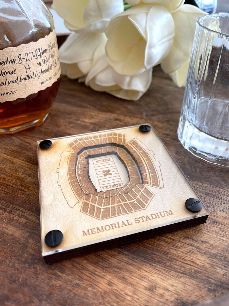 Memorial Stadium Layered Coaster, 3D Wood Coaster, Sports Gift, Football Gift, Home Bar, Custom Gift, Personalized Sports Gift