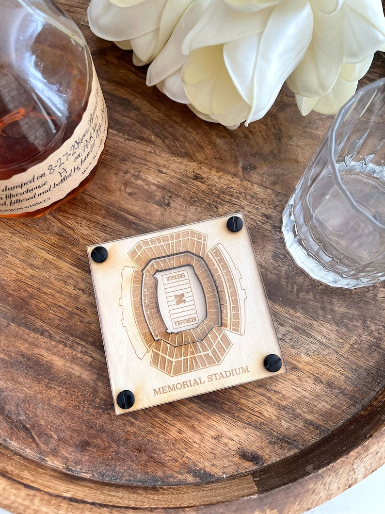 Memorial Stadium Layered Coaster, 3D Wood Coaster, Sports Gift, Football Gift, Home Bar, Custom Gift, Personalized Sports Gift