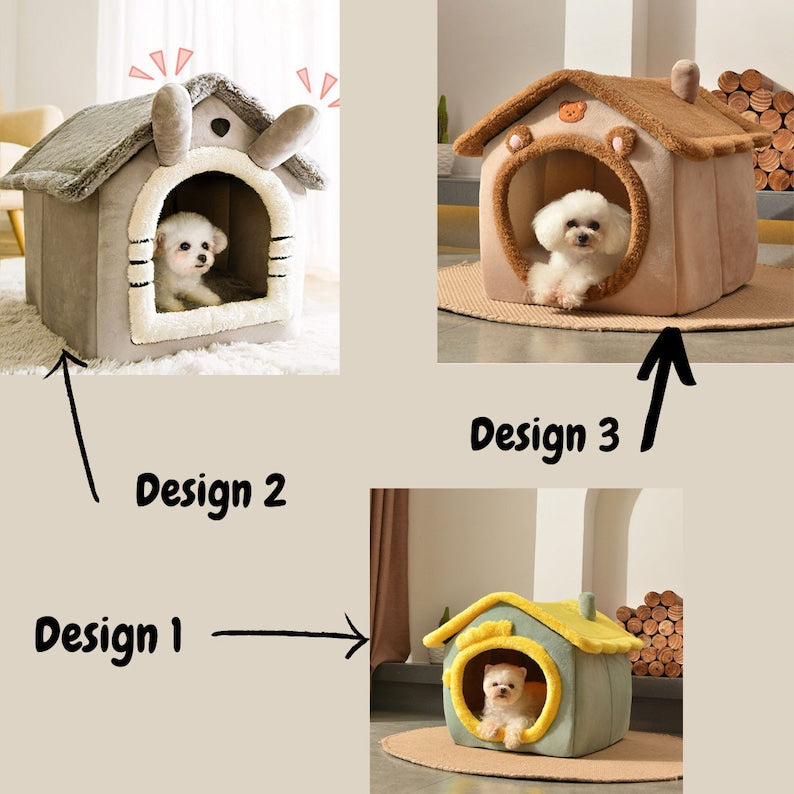 🐶Foldable dog house for dogs and cats, includes a relaxing and soft mat.