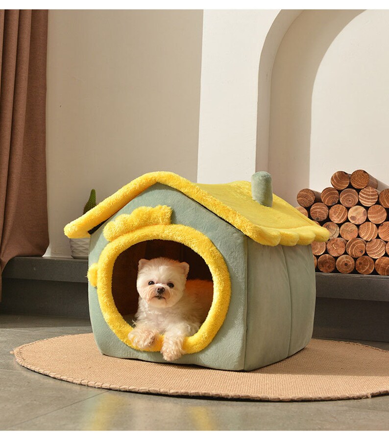 🐶Foldable dog house for dogs and cats, includes a relaxing and soft mat.