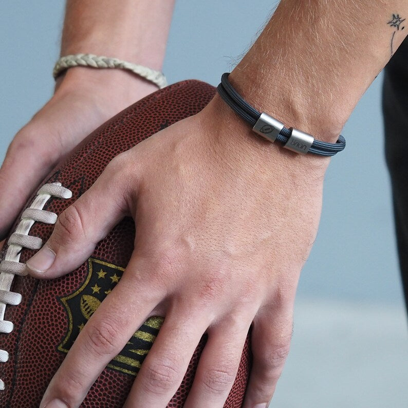 personalized men's engraving bracelet, football wish engraving, sports bracelet