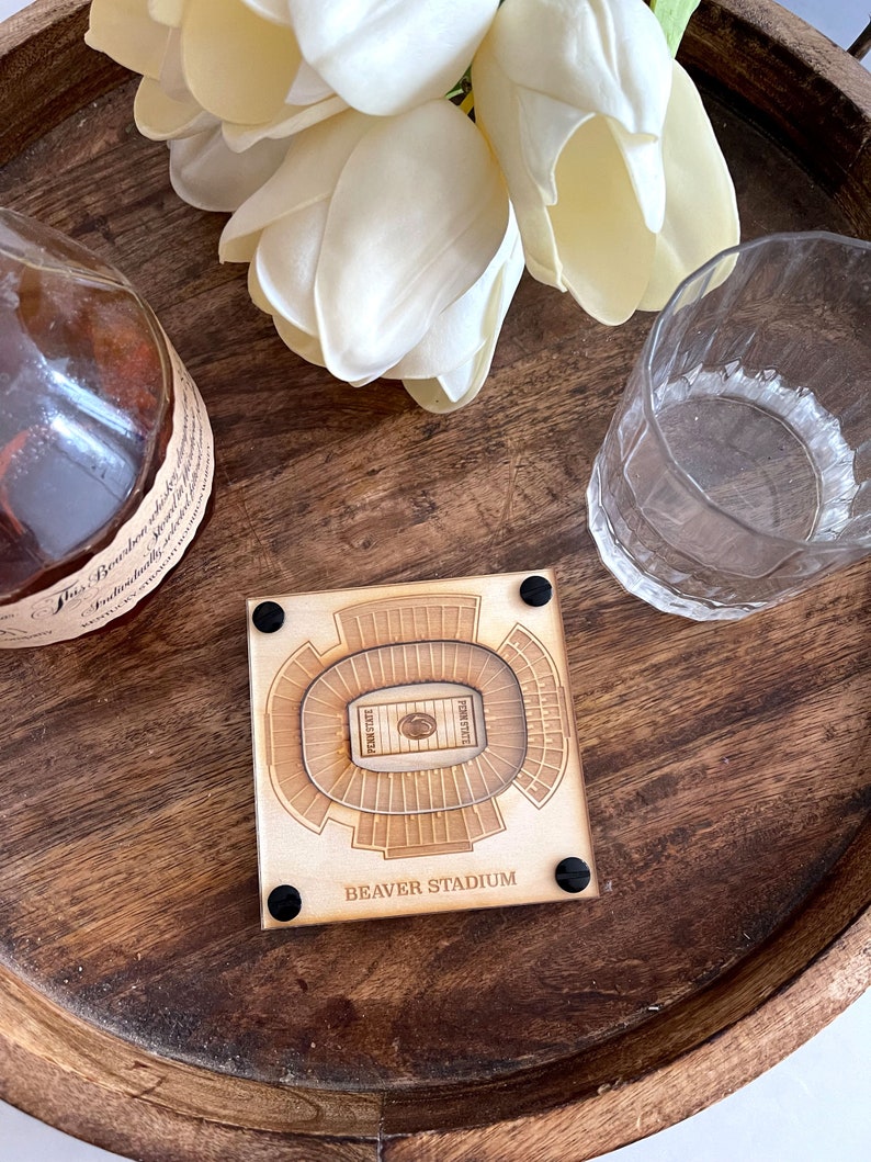 Beaver Stadium Layered Coaster, 3D Wood Coaster, Sports Gift, Football Fan Gift, Home Bar, Custom Gift, Personalized Sports Gift