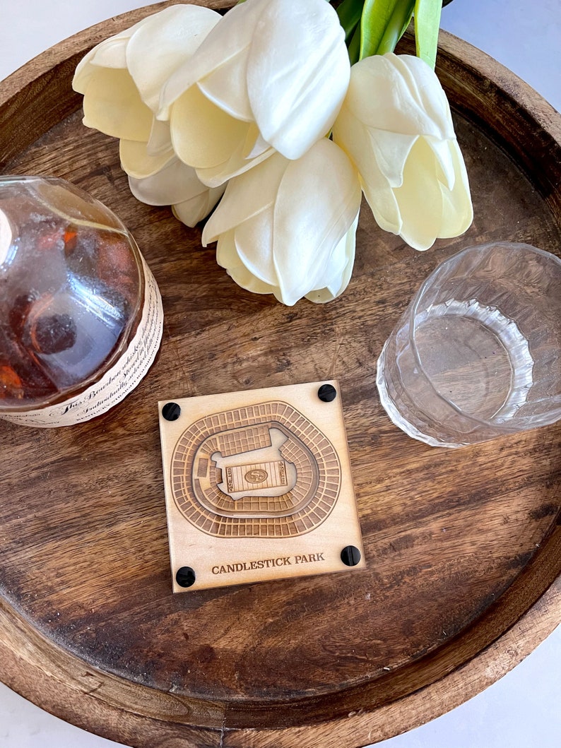 Candlestick Park Layered Coaster, 3D Wood Coaster, Sports Gift, Football Gift, Home Bar, Custom Gift, Personalized Sports Gift