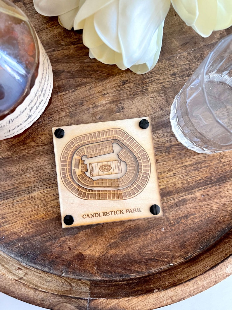 Candlestick Park Layered Coaster, 3D Wood Coaster, Sports Gift, Football Gift, Home Bar, Custom Gift, Personalized Sports Gift