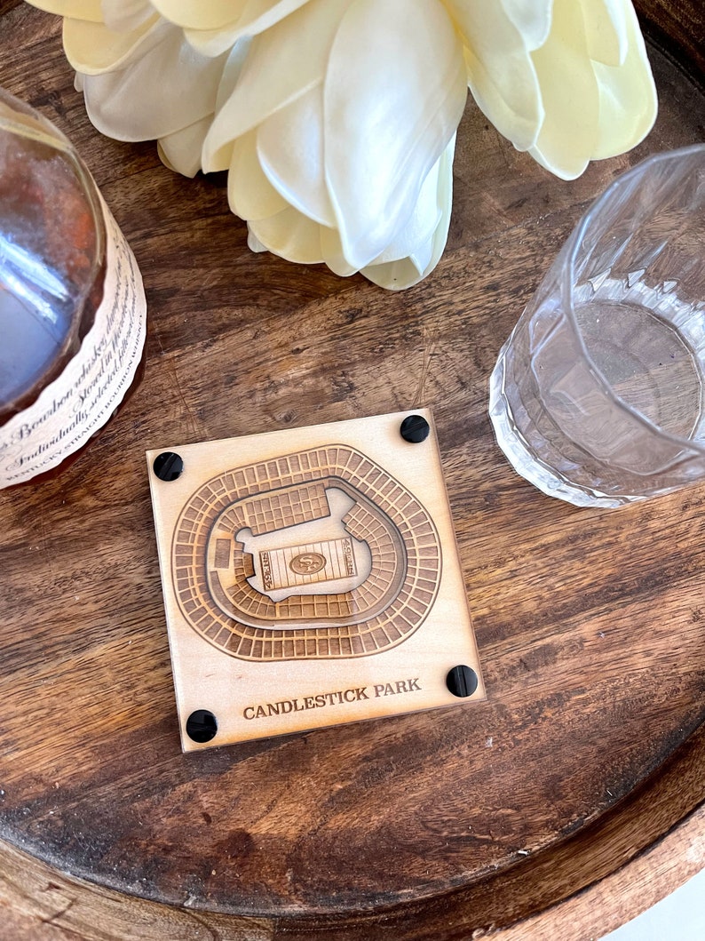 Candlestick Park Layered Coaster, 3D Wood Coaster, Sports Gift, Football Gift, Home Bar, Custom Gift, Personalized Sports Gift