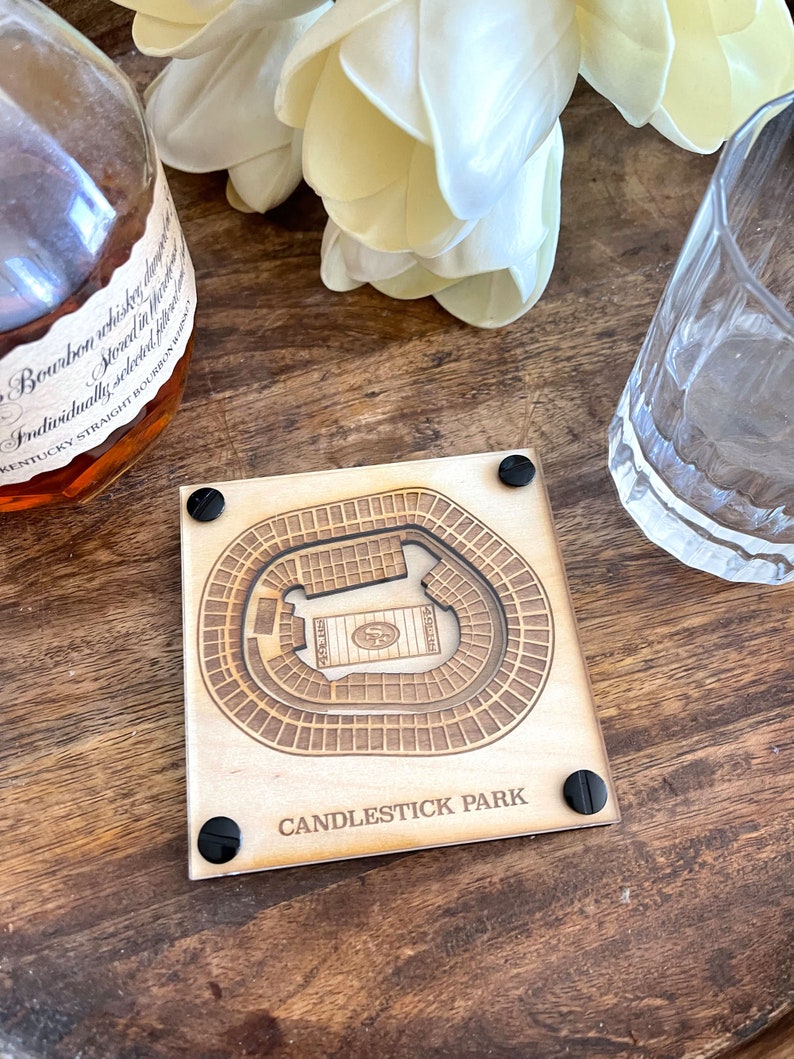 Candlestick Park Layered Coaster, 3D Wood Coaster, Sports Gift, Football Gift, Home Bar, Custom Gift, Personalized Sports Gift