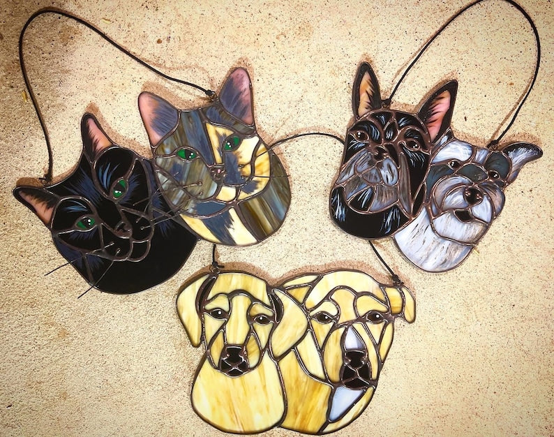 Custom Pet Portrait Stained Glass Suncatcher